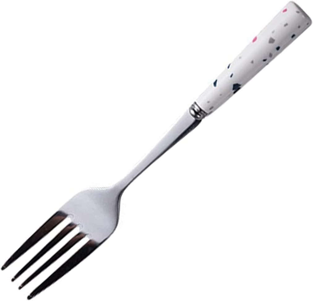 Durable Stainless Steel Steak Fork Durable Ceramic Handle Simple Premium Portable Creative Salad Forks Flatware Table Forks Tableware Cutlery Set