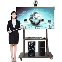 Rolling tv Stand, Portable tv Stand on Wheels, Black TV Stand for 32-75 Inch TV on Wheels, Floor Portable Universal Rolling TV Cart with 2 Shelf