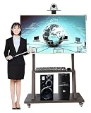 Rolling TV Cart, Mobile Stand on Wheels, Black for 32-75 Inch on, Floor Portable Universal with 2 Shelf