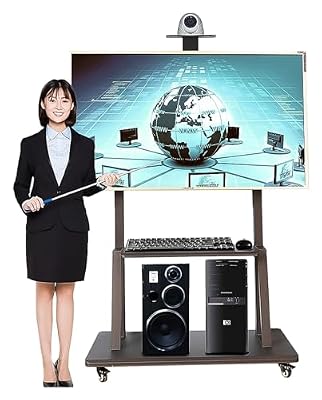 Rolling TV Cart, Mobile Stand on Wheels, Black for 32-75 Inch on, Floor Portable Universal with 2 Shelf
