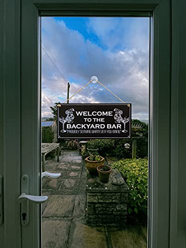 Carispibet Welcome To The Backyard Bar Home Signs Outdoor Signs Porch Decorative Plaques Kitchen Signs 6" X 12" #TOP2