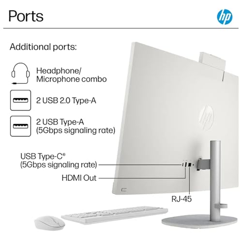 Image of HP 27 inch Touchscreen All in One Desktop Computer, FHD IPS Display(1920 x 1080), Intel 12-Core Ultra 7,Adjustable Height,Intel Graphics, Win 11 Pro, Jet Black, with Accessories,16 GB DDR5, 1TB SSD