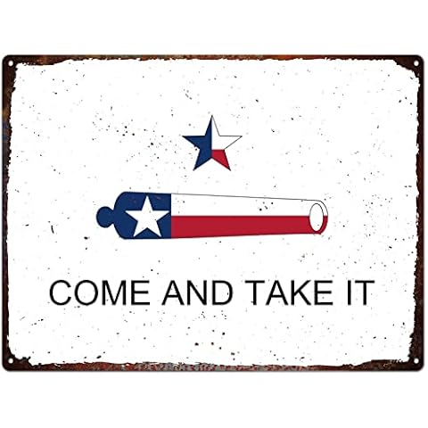 AOKDEER Come and Take it Flag Metal Tin Sign, Texas Historical Flags Art Wall Decor Signs Retro Vintage Decorative COME AND TAKE IT Metal Sign for Outdoor Kitchen House Home 8x12 Inch Cover