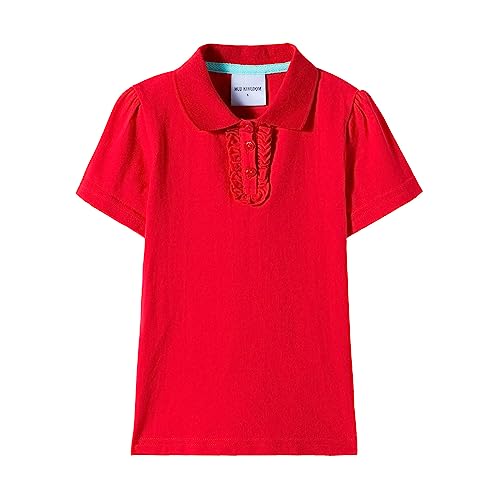Image of Mud Kingdom Girls Short Sleeve Ruffle Pique Polo Uniform Top Stretch Lightweight