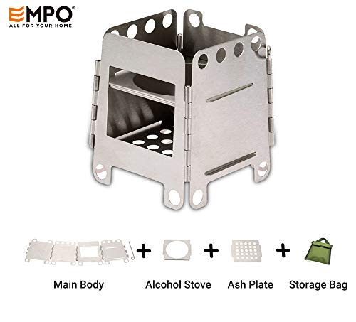 EMPO Camping Stove Portable Folding Wood Stove Lightweight Pocket Stove Backpacking Easy Convenient for Outdoor Garden