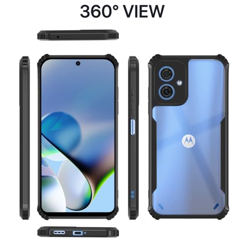 Image of Outlouders Back Cover for Motorola Moto G54 5G / G64 5G | Ultra Hybrid Transparent | Full Camera Protection | Raised Edge | Crystal Clear Bumper Case(Black)