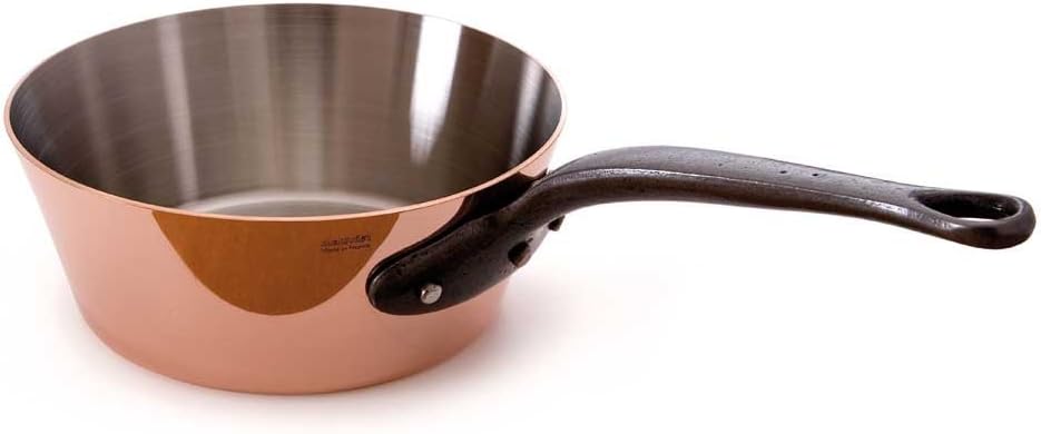 Mauviel Made In France M'Heritage Copper M250C 6503.24 2.9-Quart Splayed Saute Pan, Cast Iron Handle