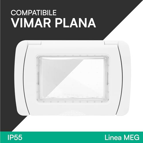Plaque hydrobox IP55 étanche blanche 3 modules compatible Vimar Plana avec couvercle - 3