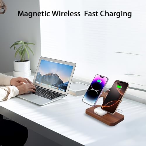 Xunhomon Dual Phone Charging Station Compatible with Magsafe Charger Stand Magnetic Wireless Charger for iPhone 17 16 15 14 13 12 Series iWatch AirPods Wireless Charging Station for Multiple Devices by Xunhomon - Image 4