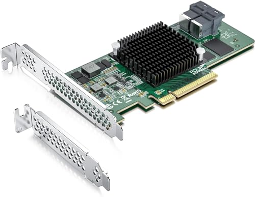 Scheda controller PCIe interno 12G, scheda HBA SATA+SAS a 8 porte 12Gb/s, chip 3008 di Broadcom, PCI Express 3.0 X8, 2 porte mini SAS SFF-8643, come 9300-8I con staffa a basso profilo