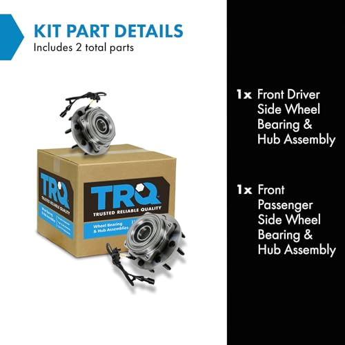 Image of TRQ Front Left and Right Wheel Bearing and Hub Assembly Set 2 Piece for 2005-2010 Ford F-250 Super Duty 2005-2010 F-350 Super Duty 10 F-450 10 F-550 4WD