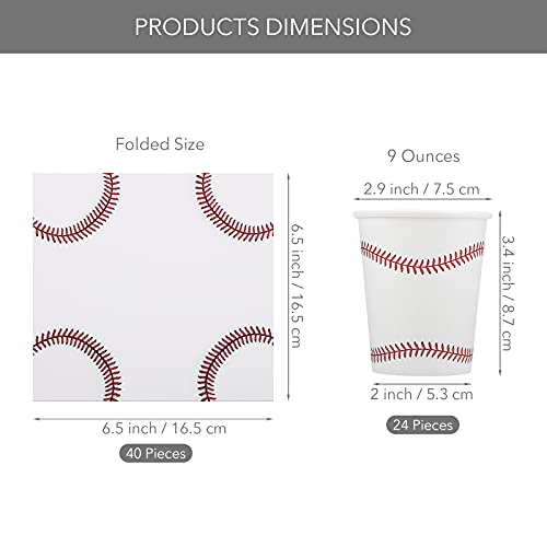 Durony DY0195 64 Pieces Baseball Party Supplies 40 Pieces Baseball Napkins And 24 Pieces Baseball Party Cups thumb #1