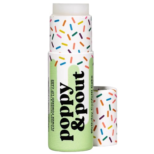 Poppy & Pout Birthday Cake Jumbo Lip Balm | All Natural Lip Balms & Moisturizers | Hydrates with Beeswax Vitamin E Organic Coconut Oil | Cruelty-Free | Lip Balm in Recyclable Cardboard Tube (Green)