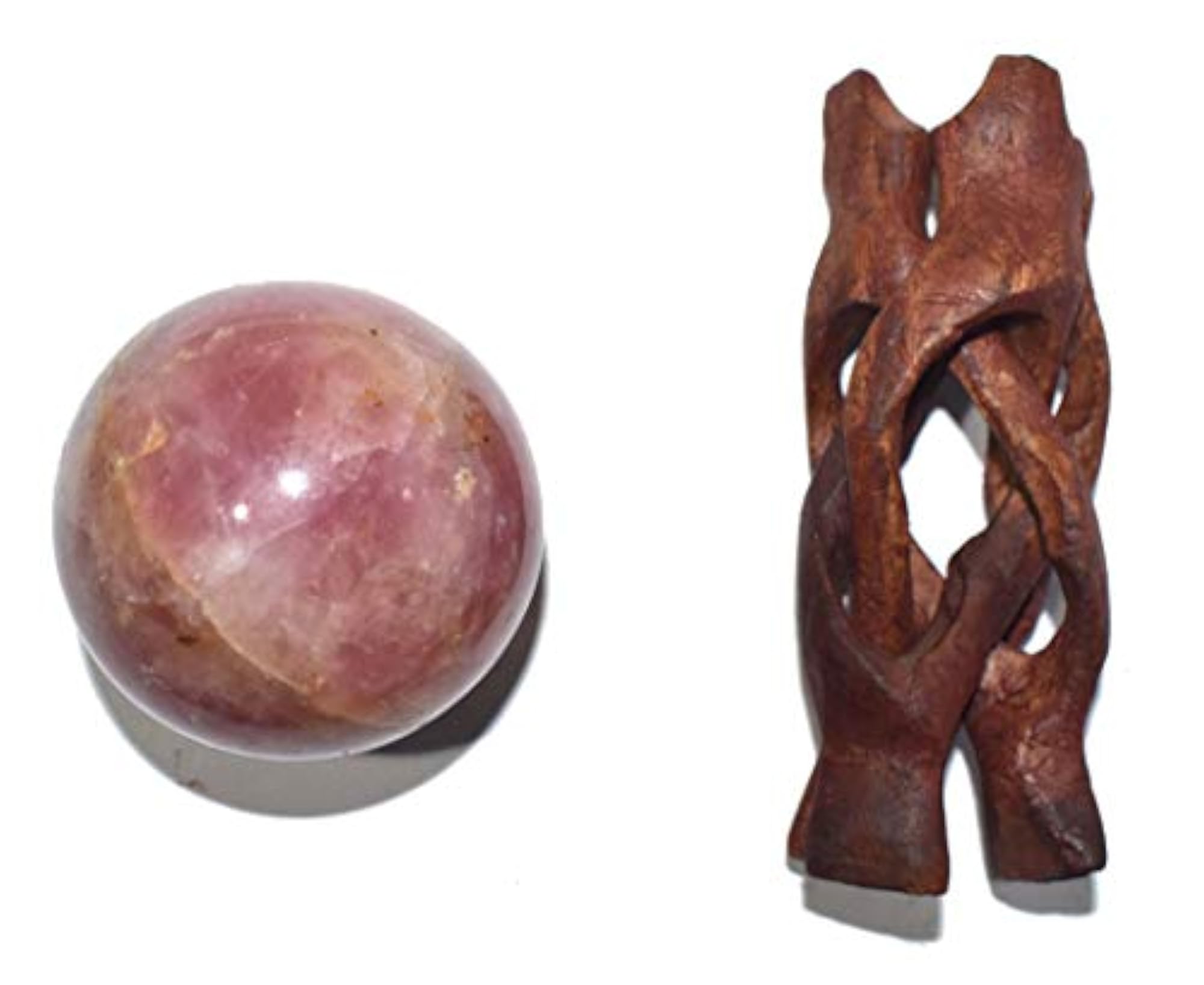 Rose Quartz Natural Healing Crystal Ball with Stand, Size 2-2.5 Inch