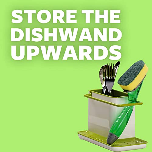 Image of 3M Scotch-Brite Soap-Dispensing Dishwand, 2.5 X 9.5, Yellow /green, 4 /carton