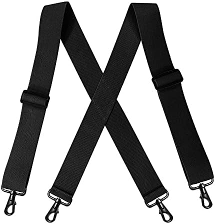 seacatus Suspenders for Men Heavy Duty Adjustable Elastic 2ft Widened four hook Men's Suspenders Obese people have better results Black One Size