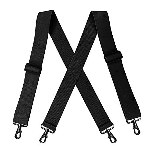 Seacatus Suspenders For Men Heavy Duty Adjustable Elastic 2Ft Widened Four Hook Men's Suspenders Obese People Have Better Results Black One Size #TOP1