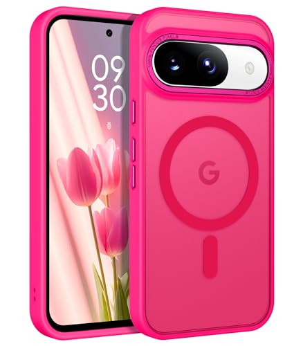 Coque Pixel 9 6,3 pouces 2024 magnétique - Housse fine translucide rose antichoc
