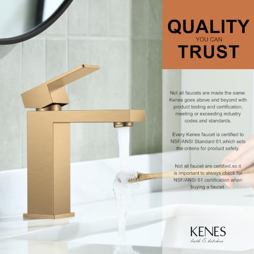 KENES Champagne Bronze Bathroom Faucet 1 Hole, Single Handle Vanity Faucet by KENES - Used condition - Image 4