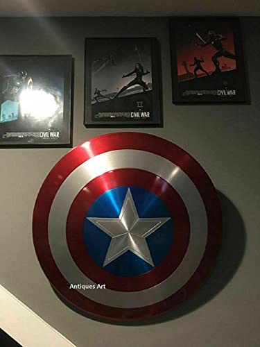 Carfar Handicrafts Captain America Full Size Shield - Metal Prop Replica Leather Straps | Avengers Falcon And Winter Soldier Shield Replica America Shield Movie Prop Replica