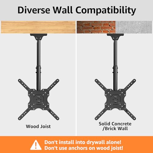 Image of ELIVED Ceiling TV Mount Fits Most 26-65 Inch LED, LCD OLED Flat Screen TVs, Full Motion Height Adjustable, Swivel and Tilt TV Bracket, Max VESA 400x400mm, Holds up to 99 lbs.