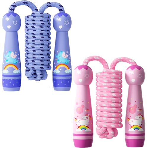 Opiniones y reviews de Ropa de Ejercicio y fitness para Niño Top 10. 41 Cuerda de saltar para niños, cuerda de saltar trenzada de algodón ajustable con mango de madera para niños pequeños, fitness, ejercicio, actividades al aire última...