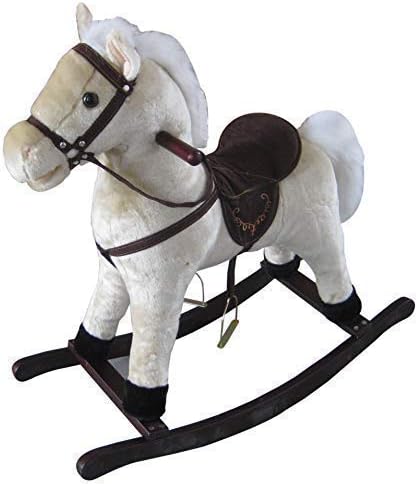 NEW Soft Plush WHITE ROCKING HORSE with Sounds Saddle Bandana & Rosette Age 1+ **WJ-T001 - White Horse**