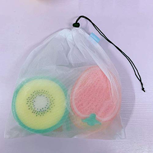 purifyou Premium Kids & Baby Bath Sponge, Set of 4 Fun Fruit Sponges (Set of 4, Assorted Fruits)