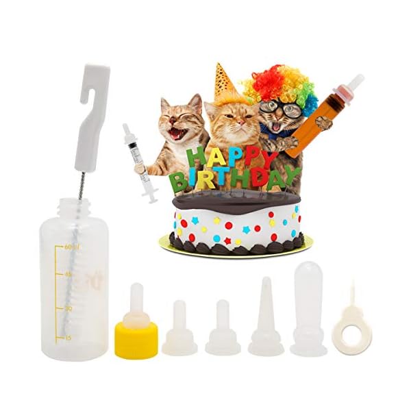 FJNATINH-Kitten-Puppy-Feeding-Bottles-Newborn-Small-Animals-Milk-Bottles-for-Nursing-with-Replacement-Nipples-Pet-Feeder-Set Small Animals Milk Bottles for Nursing