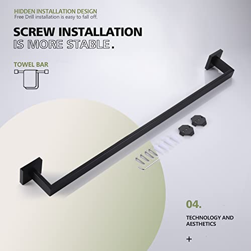 Image of KOKOSIRI 32-Inch Single Towel Bar, Bathroom Kitchen Towel Holder, Wall Mounted SUS304 Stainless Steel Towel Rack, Matte Black, B4003BK-L32