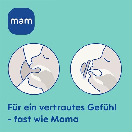 MAM Comfort Schnuller | 0-3 Monate | Schnuller für Frühgeborene und Neugeborene | stillfreundlicher Babyschnuller | besonders klein & leicht | extra sanft | 100% Silikon | blau/beige | 2 Stück 4