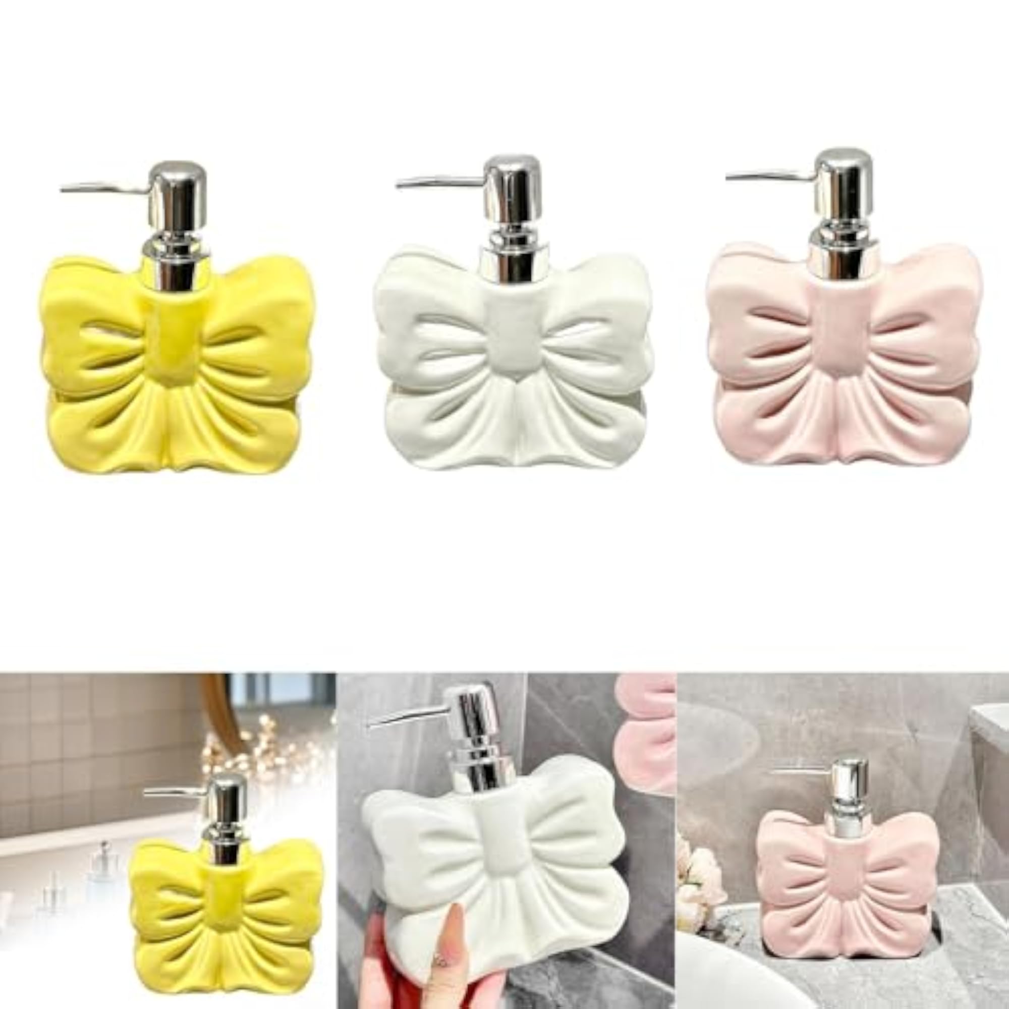 Decorative Bow Lotion Dispenser, Cute Bathroom Accessory