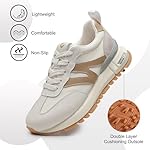 somiliss Sneakers for Women Genuine Leather Suede Patchwork Casual Lace Up Non-Slip Walking Shoes Comfortable Tennis Running Shoes Womens Fashion Sneakers - Image 3