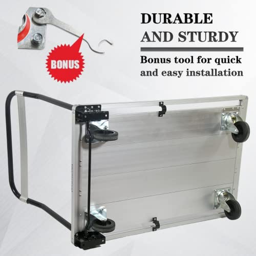 Fihuted Folding Platform Truck Cart Large Size, Foldable Push Cart Dolly Heavy Duty 770 Lbs, Push Hand Cart With 360 Degree Swivel Wheels. Aluminum Silver #TOP6