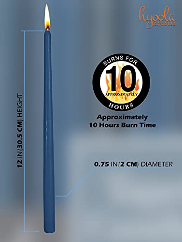 12 Pack Tall Taper Candles - 12 Inch Midnight Blue Dripless, Unscented Dinner Candle - Paraffin Wax With Cotton Wicks - 10 Hour Burn Time #TOP2