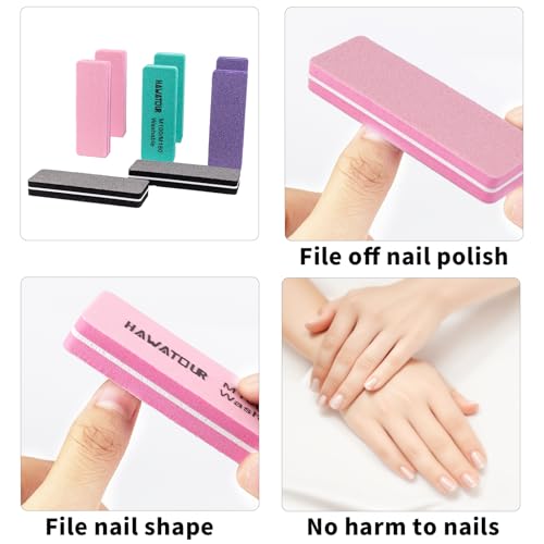 Nail Files and Buffers, 8 Pieces Manicure Kit for Acrylic and Natural Nails, 100/180 Grit Rectangular Art Care Buffer Block Tools Home Salon, Multicolored