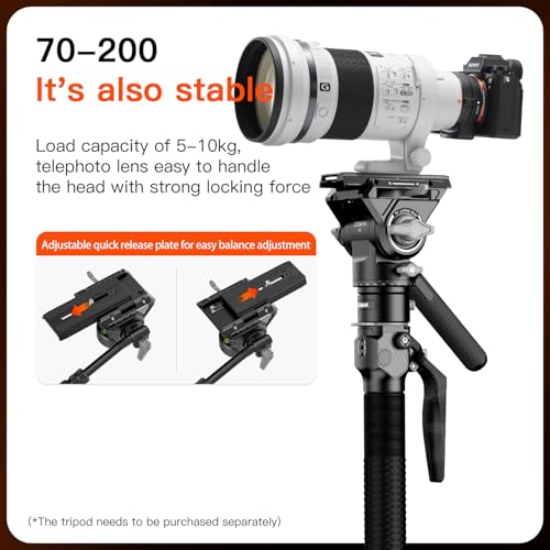 COMAN V5 Fluid Head, Panoramic Tripod Head with Quick Release Plate for DJI RS Manfrotto, Video Fluid Head for Tirpod Monopod DSLR Camera, Max Load 22lb/10kg by COMAN - Image 5