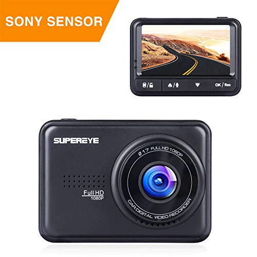 SuperEye Dashcam Auto Dash Camera Auto Autokamera Mit Bewegungserkennun G-Sensor Nachtsicht Full HD 1080P Mini Dash Cam 170°DVR Rekorder WDR Loop-Aufnahme Parkmonitor