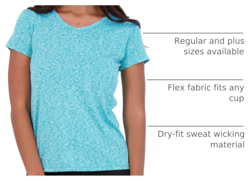 Image of Real Essentials 5 Pack: Women's Dry-Fit Short Sleeve V Neck T Shirt Workout Fitness Yoga Top Tee (Available in Plus Size)