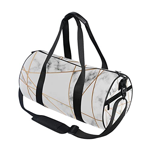 Marble With Geometric Duffel Bag,Canvas Travel Bag for Gym Sports and Overnight3