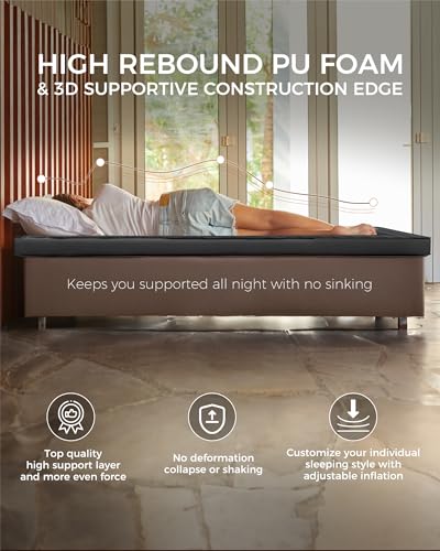 Image of KingCamp PREMIUM SINGLE Self Inflating Sleeping Pad, 7.5 R-Value Air & Foam Camping Mattress, 3 inch Thick Insulated Sleeping Pad with Pump Sack for Car Camp Tent, PVC Free, Single Black