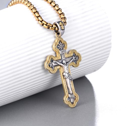 Orthodox Cross Necklace Men 925 Sterling Silver Orthodox Cross Necklace Religious Jewelry Gifts for Men2