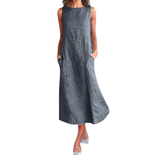 Robe d'été en lin légère anti-chaleur avec poches pour le confort féminin