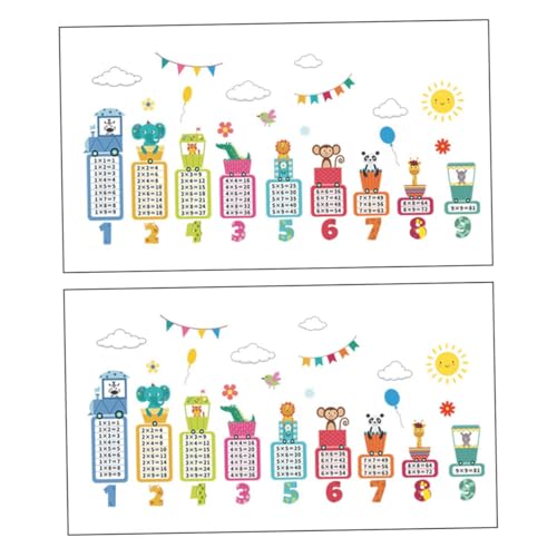 FUNOMOCYA 2 Sätze Wandtattoos Multiplikationstabelle Wandsticker Cartoon Tiere für Kinderzimmer Kindergarten Fensterdekoration Langlebig