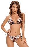SHEKINI Mujer Traje de Bao Dos Piezas Chic Cutout Twist Bikini Top Estampado Cintura Alta Control de Abdomen Bikini Bottom Bikini de PlayaMEstampado de Leopardo