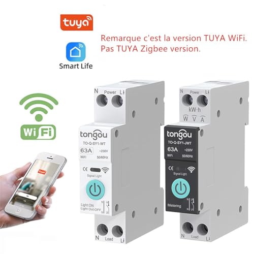 Interrupteur domotique Zigbee 10A interrupteur connecté tableau électrique avec mesure Tuya - 2