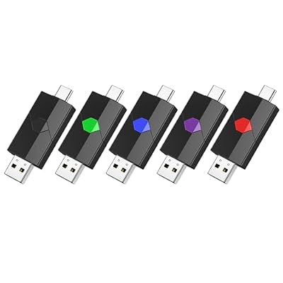 Aiibe 16GB USB C Flash Drive 5 Pack Type C + USB-A Dual Thumb Drive USB 2.0 Memory Stick 16GB Flash Drives (5 Pack, Black Green Red Blue Purple)