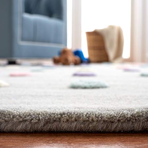 Safavieh Kids Collection Runner Rug - 2'6" X 8', Silver, Handmade Polka Dot Wool, Ideal For High Traffic Areas In Living Room, Bedroom (Sfk803G) #TOP3