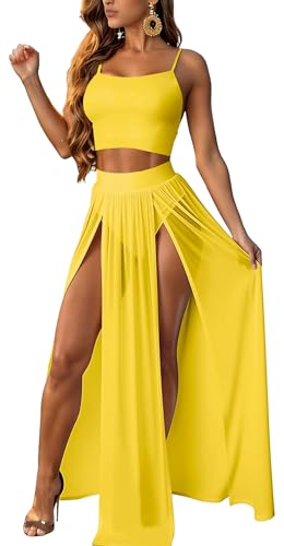2 Piece Sets for Women Summer Sexy Double High Split