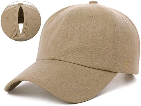 Amazon Brand - Hikaro Womens Ponytail Baseball Cap 100% Washed Cotton Golf Sport Cap Running Hats